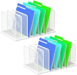 Kuntine.B Desk File Organizer Upright Mesh Desktop Organizer File Sorter Office Organization File Holder for Home, Office & Classroom (White, 2 Pack 7-Section)
