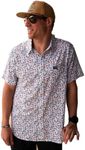 Burlebo Men's Performance Short Sleeve Button Up Shirt, Crawfish Boil, X-Large