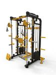 GYM24 EQUIPMENTS Multi Gym Functional Trainer with Smith Machine | 160 Kg Iron Weight Stack (80 Kg Each Side) | Heavy Duty 12 Gauge Steel Home Gym Equipment | Yellow & Black | Free Installation