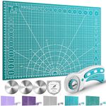 Miuzei Self-Healing Cutting Mat with Rotary Cutter, A3 Crafting Cutting Mat Cutting Board, 3-Layer PVC Double Sided Mat with 45mm Fabric Cutter for Cutting/Sewing/Crafts/Quilting