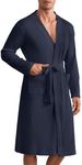 Ekouaer Mens Robes Lightweight Waffle Knit Spa Bathrobe Soft Kimono Shower Robe V Neck Long Sleeve Sleepwear with Pockets