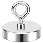 Fishing Magnets, 300 lb+ Pulling Force Strong Magnet Fishing, Neodymium Rare Earth Magnet with Lifting Eye-Bolt, Permanent lifting Magnet for Retrieving Items in Lake, Ocean, Lawn -2 inch Diameter