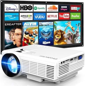 QXK Mini Projector 7500Lumens Portable LCD [100 Inch Screen Included] Full HD 1080P Supported, Compatible with TV Stick, Phone, Games, HDMI, AV, Slide for Outdoor Movies