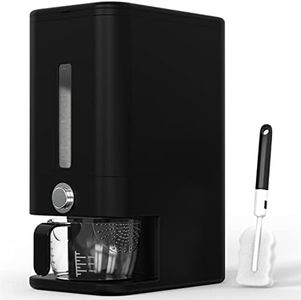 Retail Blade 25lb Rice Dispenser - Air Tight Grain & Rice Container With Easy To Use Dispensing, Measuring Cup, & Sponge - NEW Black Design Grain Storage Container