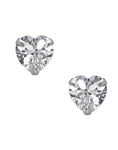 Abhooshan 925 Sterling Silver Pair of Heart shape Single White Cubic Zircon(CZ) Stone Solitaire Piercing Stud Earrings For Women,Girls & Boys. Helix Cartilage Tragus Ear Lobe Multi Piercing (6)