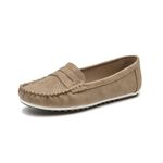 MecKiss Loafers for Women Comfy Flats Ladies Slip On Walking Shoe Driving Boat Moccasins Casual Nursing Shoes(Camel PU, Numeric_4)