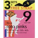 Rotosound R9-31 Electric Guitar Strings with Strap (Pack of 3)