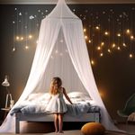 Wnqou Mosquito Net for Bed, Large Dome Canopy Mosquito Net for Single/Double Bed, Girls Room Drcor,Easy Installation for Travel and Home (White)