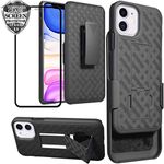 Ailiber case for iPhone 11 with Screen Protector, iPhone11 Belt Clip Holster, Kickstand Holder Rugged Full Body Shockproof Armor 2in1 Slim Hard Protective Cover for Apple iPhone 11 6.1 inch - Black