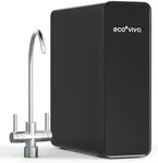 Ecoviva Under Sink Reverse Osmosis Water Filter, 8 Stage Tankless Reverse Osmosis System Reduce PFAS, RO & Filtered Water Options, 600GPD 2.5:1 Pure to Drain RO System, Filter Life Monitor Black