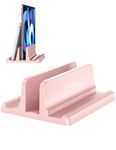 VAYDEER Vertical Laptop Stand Holder Plastic Adjustable Desktop Notebook Dock Space-Saving 3 in 1 for All MacBook Pro Air, Mac, HP, Dell, Microsoft Surface, Lenovo, up to 17.3 inches (Pink)