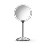 simplehuman ST3004 12cm Sensor Mirror Fold, Light Up Makeup Magnifying Mirror, 10x Magnification, Includes Padded Travel Case, LED Tru-Lux Light System, Rechargeable, Brushed Stainless Steel