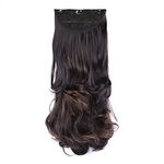 STREAK STREET CLIP-IN 24" OUT CURL DARK BROWN HAIR EXTENSIONS WITH COPPER HIGHLIGHTS