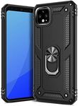 GREATRULY Ring Kickstand Phone Case for Google Pixel 4 XL (2019 Release),Heavy Duty Dual Layer Drop Protection Case,Hard Shell + Soft TPU + Ring Stand Fits Magnetic Car Mount,Black