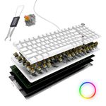 Kreo Hive Wired Full Size RGB Backlight Gaming Mechanical Keyboard, Customizable RGB, Mechanical Switches, NKRO, Metal Volume Knob, All White Keycaps (All White, Brown Switch)