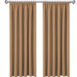 AMEHA Blackout Curtains Pencil Pleat Cream Curtains for Bedroom - Plain Sunlight Blocking Soft Black Out Living Room Curtain with Matching Tie Backs W 66 by L 72 inch Pair Panels