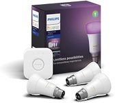 Philips Hue Philips B22 Hue White and Colour Ambiance Smart Bulb Starter Kit - Bayonet Cap B22 (Compatible with Bluetooth, Zigbee, Amazon Alexa, Apple HomeKit, and Google Assistant)