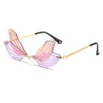 YAMEIZE Trendy Dragonfly Butterfly Frameless Sunglasses - for Women Men UV400 Protection Rimless Dragonfly Metal Frame Eyewear Party