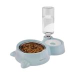 amazon basics 2 In1 Pet Feeder Food and Water Dispenser|Stainless Steel Bowl|Automatic Water Dispensing Mechanism|Suitable for Cats and Dogs,?32 cm,H_22 cm,W_16.5 cm