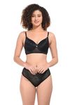 SGC SWEDEN Women 2 Piece Bra & Panties || Lingerie Set for Honeymoon|| Everyday Bra Panty Combo || Underwire Bra Panty Set for Women & Girls (32, Black)