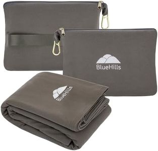 BlueHills Travel Blanket Pillow Compact Lightweight Pocket Size Airplane Traveling Essential Flight Trip Throw in Bag Portable Case Plane Accessory Gray L01