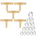 5/16" Brass Barb Tee Fittings T-Shaped 3 Ways Union 5/16" ID Hose Pipe Fitting for Water/Fuel/Air (Pack of 5)