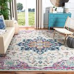 SAFAVIEH Modern Chic Rug for Living Room, Dining Room, Bedroom - Madison Collection, Short Pile, in Ivory and Fuchsia, 160 X 229 cm