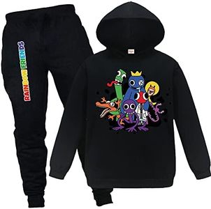 Forlcool Survêtement Rainbow Friends pour enfants avec sweat à capuche et pantalon, Noir , 7-8 ans
