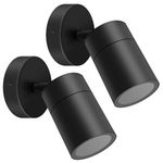 Kerry Outdoor Wall Lights, IP65 Waterproof Outside Lighting Mains Powered, External Black Stainless Steel Adjustable Spotlights, Exterior Wall Mount Downlight for Front Door, Proch -2 Pack(Bulb Excl.)