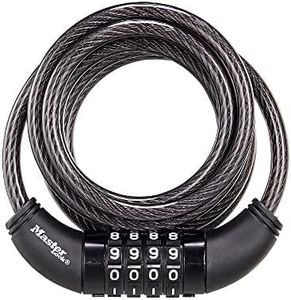 Master Lock Black Set Your Own Combination Bike Lock, Metal Cable Lock has a Weather Resistant Vinyl Coating for Outdoor Equipment, Bicycles, 6 Feet Long, 8114D (Pack of 12)