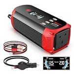 BELTTT 500W Inverter 12V to 240V 230V AC, Car Power Inverter 1000W Peak, Car Cigarette Adapter Converter, Red Aluminum Alloy Body with AC Outlet, 4 USB Ports and Smart Digital Display