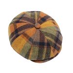 YOFARCHOY Newsboy Hats for Men Women Classic 8 Panel Flat Cap Peaky Style Irish Hat Gatsby Beret Cap Wool Blend Tweed, Plaid Orange, One size