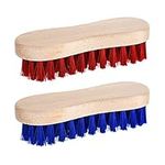 Pack of 2 Wooden Scrubbing Brush Heavy Duty - Floor Brush Tile Grout & Boot Cleaner Hand Scrubbing Brush with Stiff Bristles - Multipurpose and Water Resistant Scrub Brush for Outdoors & Indoor Use