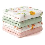 Viviland Baby Muslin Burp Cloths, 100% Cotton Super Absorbent Washcloths, 10 x 20 inches 6-Layer Bath Towel, 4 Pack (Floral)