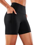 CRZ YOGA Women's Naked Feeling 6'' Cycling Shorts with Pockets - High Waisted Gym Shorts Tummy Control Yoga Shorts Black 12