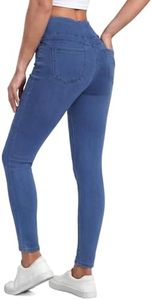 Chasehot Pull on Skinny Jeans for Women, Stretchy High Waisted Leggings Trendy Tummy Control Demin Jegging with Pockets Indigo Blue-S-29