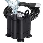 flintronic Submersible Water Pump, Upgrade Bottom Suction Pump, 150L/H USB Water Pump for Aquarium, Fish Tank, Statuary and Hydroponics DC 5V 1-3W(0.4-1.5m)