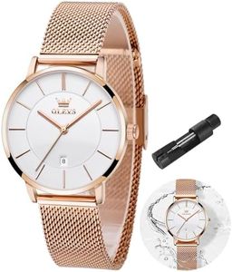 OLEVS Womens Watch Luxury Rose Gold Two Tone Small Wrist Analog Quartz Waterproof Dress Mesh Bracelet Day Date Easy Read Simple Wrist Watches for Women
