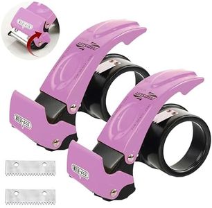 Y-Nut Blade Safety Pink Cover Packing Tape Dispenser Gun 2-Inch, 2 Pack Metal Tape Gun with Safety Protection, 3-Inch Inner Paper Core