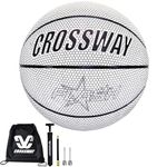 MAIBOLE Holographic Glowing Reflective Basketball, Luminous Flashing Basketball Official Size 7 for Night Training Sports White