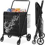 VEVOR Folding Shopping Cart with Re
