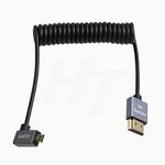 HangTon Micro HDMI 4K 8K 60Hz Right Angle HDMI Coiled Cable for Sony A7III A7RIV Canon R5 R6 GH4 S5 Z50 Camera ATOMOS Ninja V Portkeys Monitor Type A D HDMI 2.1