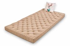 ATOOTFUSION Soft Cotton Floor Box Mattress, 5-Inch Thick, Foldable, Movable, Medium Firm, Solid Colored (Beige, Single 36X72X5 Inches)