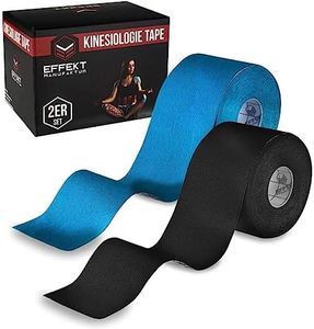 Effekt Manufaktur Kinesiology Tape Waterproof (16 ft x 2 in), 2 Rolls - Elastic Physio Tape for Muscle Support and Injury Recovery, Medical Tape, Kinetic Tape, Durable Kinesthetic Tape (Blue + Black)