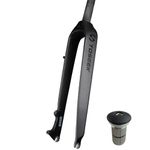 Enjcyling TOSEEK Full Carbon MTB Rigid Fork, 26in / Offset 45mm / 1/8" Straight Tube Threadless/Disc Brake / 9x100mm QR / T800 Carbon Fiber/Headset Expander Top Cap, for Mountain Bike XC