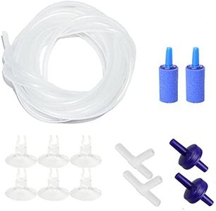 AQUANEAT 14Feet Aquarium Airline Tubing, Standard 3/16" Tubing, Air Pump Accessories,with Air Stones, Air Pump Valves, Suction Cups and Connectors (Clear)