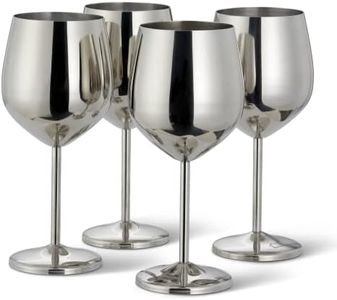 Oak & Steel - 4 Elegantes Copas De Vino Plateadas De Acero Inoxidable, 500ml - Set De Regalo De Copas Irrompibles, Para Bodas, Aniversarios, Fiestas De Cumpleaños