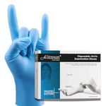 ALITMUN ® Nitrile Gloves, Disposable Powder Free Examination Hand gloves, (Pack of 100) True Blue Color, Medium Size, All purpose/Everyday use/Medical Surgical Gloves