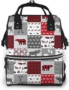 Buffalo Plaid Diaper Bag Backpack With Multi-Function Waterproof Maternity Nappy Bags For Mom & Dad Insulated Pocket Large Capacity Travel Organizer Bag Durable And Stylish