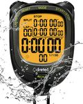 Dretec - Digital Sports Stopwatch/Countdown Timer Lap Split with Clock Calendar Alarm, IPX7 Waterproof, Extra Large LCD Display for Running Swimming Referee Coaches Training